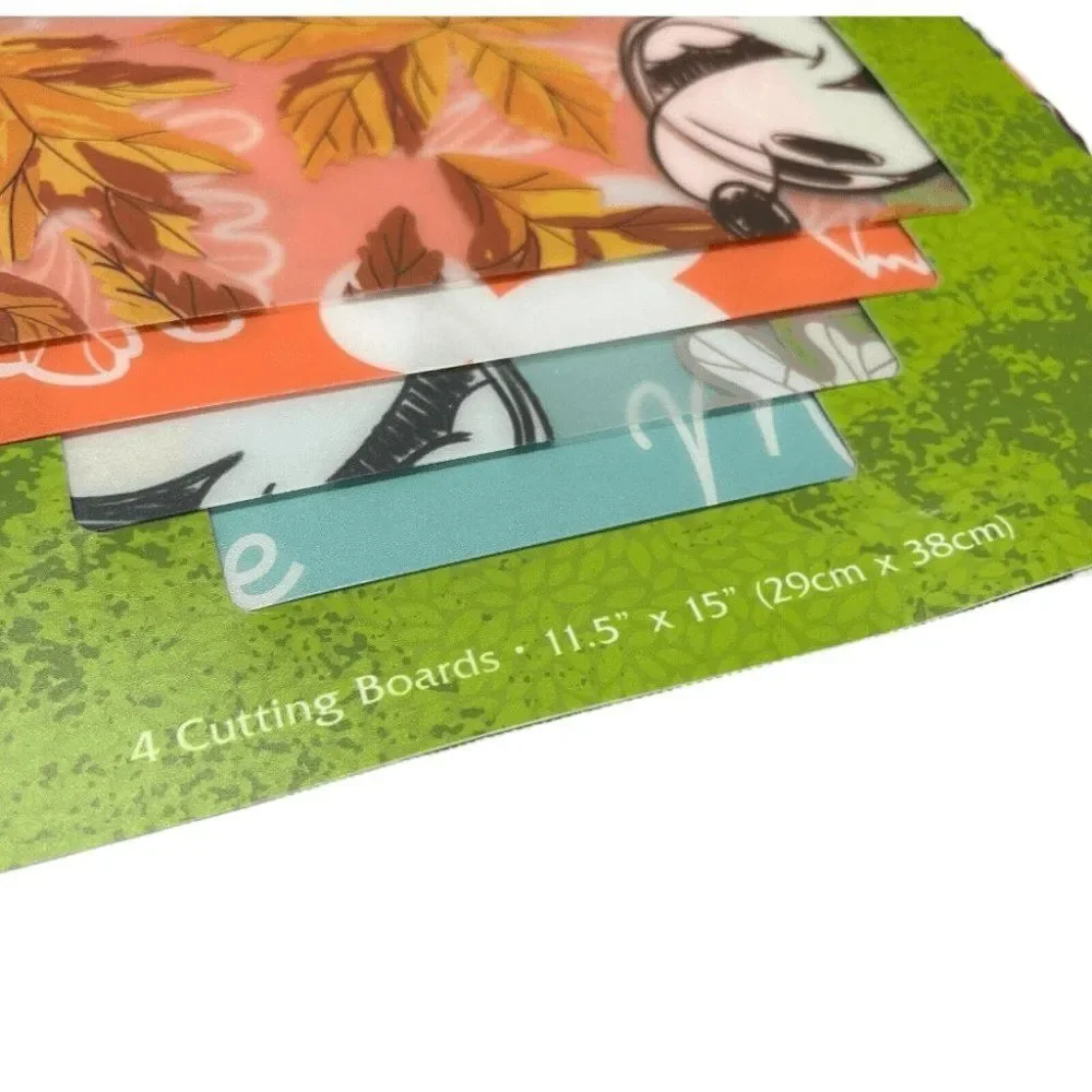 Disney Cutting Boards Mickey‎ Mouse 4 Pack Fall Theme Flexible NEW 11.5